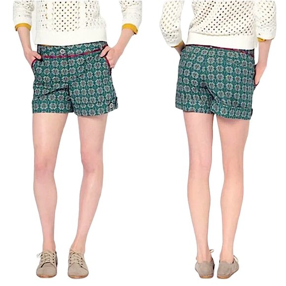 ANTHROPOLOGIE Corey Lynn Calter In The Square Patterned Cuffed Cotton Shorts - Picture 2 of 7